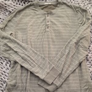 Marine Layer Sage Striped Long Sleeve Henley